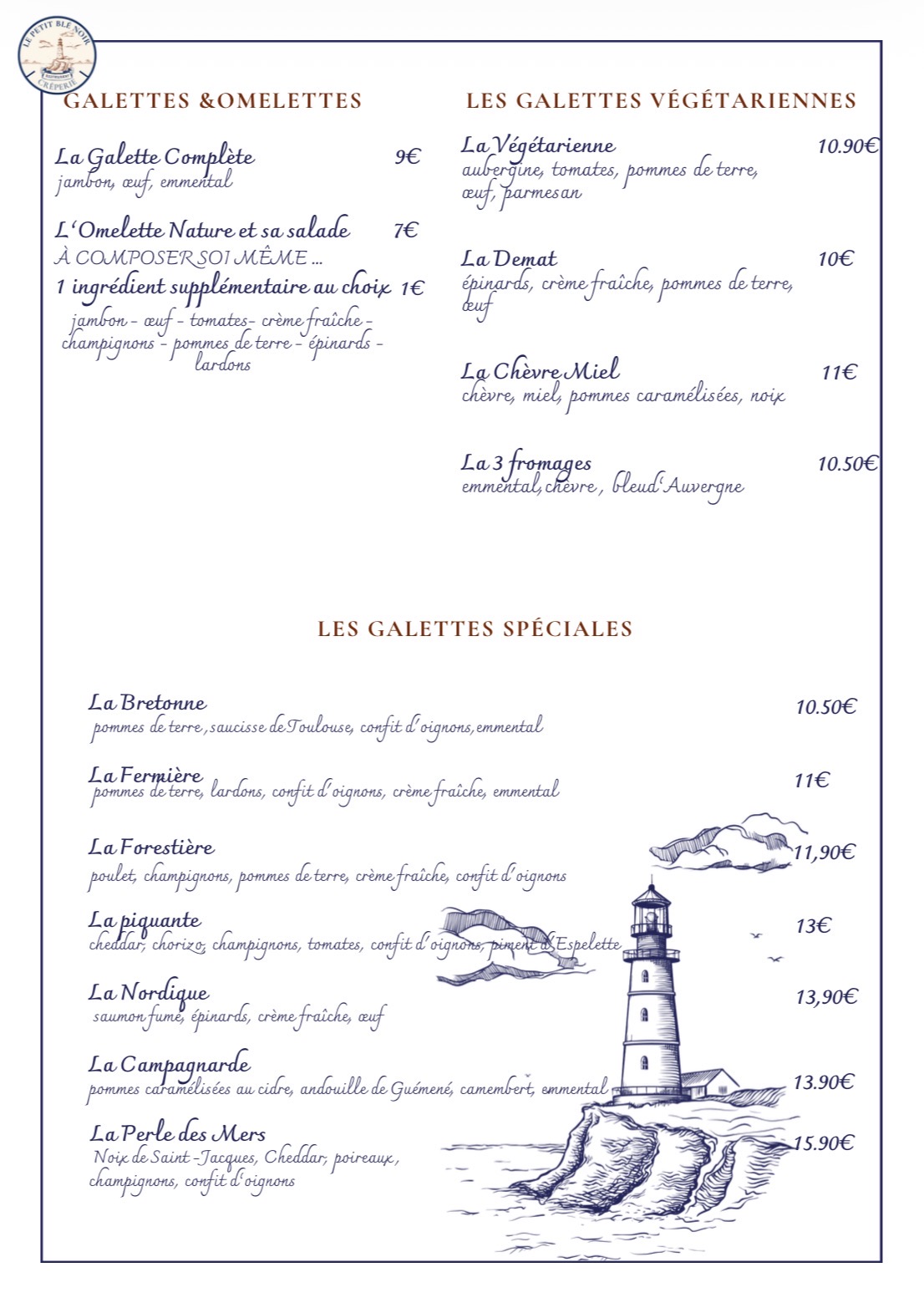 Menu – Galettes