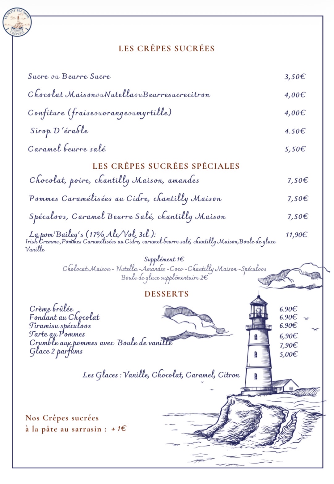 Menu – Crêpes & Desserts
